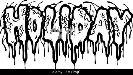 Creepy vacanza fusione parola scritta a mano testo silhouette illustrazioni vettoriali per il tuo logo di lavoro, merchandise t-shirt, adesivi e disegni di etichette Illustrazione Vettoriale