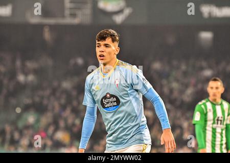 SIVIGLIA, SPAGNA - 4 FEBBRAIO: Gabri Veiga di RC Celta de Vigo Focus durante la partita tra Real Betis Balompie e RC Celta de Vigo di la Liga Santander il 4 febbraio 2022 a Benito Villamarin a Siviglia, Spagna. (Foto di Samuel Carreño/ PX Images) Foto Stock