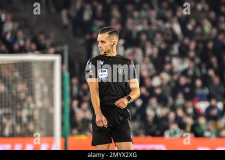 4 febbraio 2023: SIVIGLIA, SPAGNA - 4 FEBBRAIO: Del Cerro Grande durante la partita tra Real Betis Balompie e RC Celta de Vigo di la Liga Santander il 4 febbraio 2022 a Benito Villamarin a Siviglia, Spagna. (Credit Image: © Samuel CarreÃ±o/PX Imagens via ZUMA Press Wire) SOLO PER USO EDITORIALE! Non per USO commerciale! Foto Stock