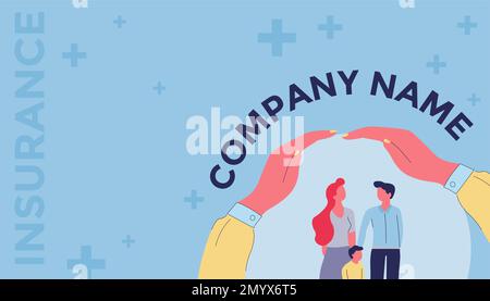Assicurazione per la famiglia, biglietto da visita con logo Illustrazione Vettoriale