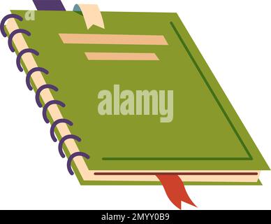 Diario scolastico con segnalibri, notebook per la scrittura Illustrazione Vettoriale