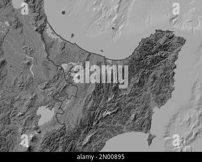 Bay of Plenty, consiglio regionale della Nuova Zelanda. Mappa altimetrica bilivello con laghi e fiumi Foto Stock