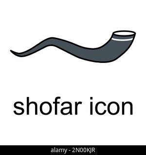 Icona del corno shofar, simbolo grafico di disegno di religione, illustrazione rituale del vettore di segno di fotoricettore. Illustrazione Vettoriale