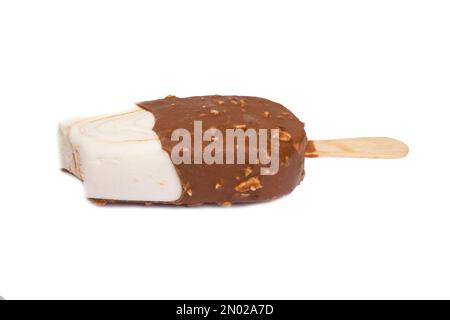 Gelato glassato al cioccolato escimo gustoso isolato sul bianco Foto Stock