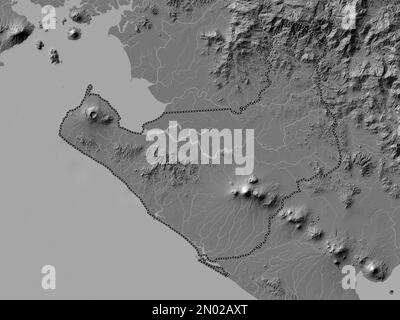 Chinandega, dipartimento del Nicaragua. Mappa altimetrica bilivello con laghi e fiumi Foto Stock