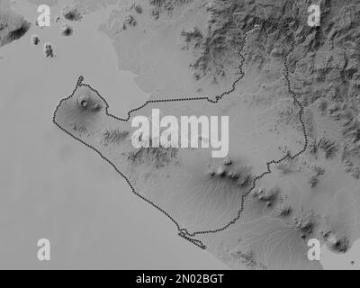 Chinandega, dipartimento del Nicaragua. Mappa in scala di grigi con laghi e fiumi Foto Stock