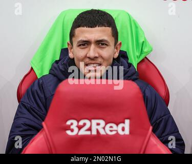 Middlesbrough, Regno Unito. 05th Feb, 2023. Ian Poveda #26 di Blackpool durante la partita del Campionato Sky Bet Middlesbrough vs Blackpool al Riverside Stadium, Middlesbrough, Regno Unito, 4th febbraio 2023 (Foto di Mark Cosgrove/News Images) a Middlesbrough, Regno Unito il 2/5/2023. (Foto di Mark Cosgrove/News Images/Sipa USA) Credit: Sipa USA/Alamy Live News Foto Stock