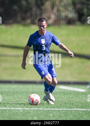 Manly, Australia. 04th Feb, 2023. Jacob Crumbley, della squadra nazionale statunitense di calcio 7-a-side Paralympic, visto in azione durante la partita Pararoos vs USA tenutasi al Cromer Park, Cromer NSW. Punteggio finale: Pararoos 0:0 USA. Credit: SOPA Images Limited/Alamy Live News Foto Stock