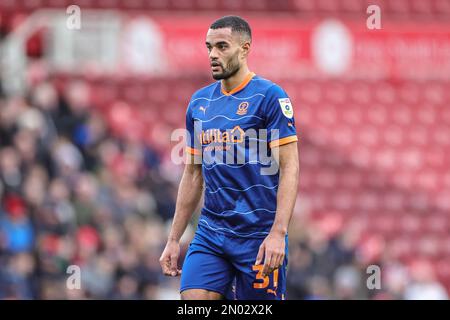 Middlesbrough, Regno Unito. 05th Feb, 2023. Curtis Nelson #31 di Blackpool durante la partita del Campionato Sky Bet Middlesbrough vs Blackpool al Riverside Stadium, Middlesbrough, Regno Unito, 4th febbraio 2023 (Foto di Mark Cosgrove/News Images) a Middlesbrough, Regno Unito il 2/5/2023. (Foto di Mark Cosgrove/News Images/Sipa USA) Credit: Sipa USA/Alamy Live News Foto Stock