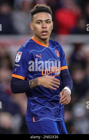 Middlesbrough, Regno Unito. 05th Feb, 2023. Morgan Rogers #25 di Blackpool durante la partita Sky Bet Championship Middlesbrough vs Blackpool al Riverside Stadium, Middlesbrough, Regno Unito, 4th febbraio 2023 (Foto di Mark Cosgrove/News Images) a Middlesbrough, Regno Unito il 2/5/2023. (Foto di Mark Cosgrove/News Images/Sipa USA) Credit: Sipa USA/Alamy Live News Foto Stock