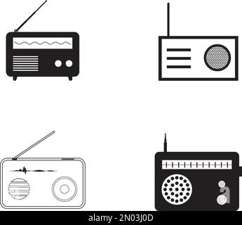 Modello di illustrazione del disegno vettoriale dell'icona della radio Illustrazione Vettoriale