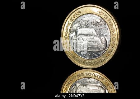 1998 Isle of Man £2 moneta per commemorare il rally automobilistico annuale delle isole Foto Stock