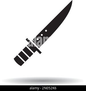 Modello di illustrazione del disegno vettoriale dell'icona di coltello militare Illustrazione Vettoriale