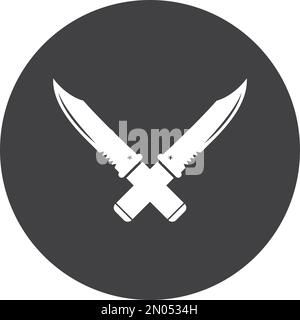 Modello di illustrazione del disegno vettoriale dell'icona di coltello militare Illustrazione Vettoriale