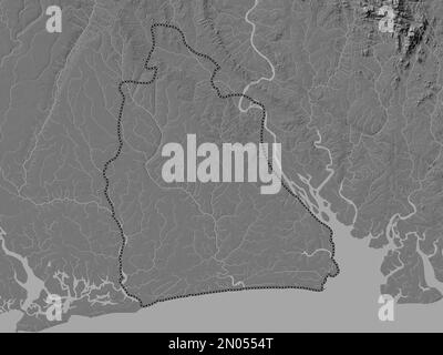 Akwa Ibom, stato della Nigeria. Mappa altimetrica bilivello con laghi e fiumi Foto Stock