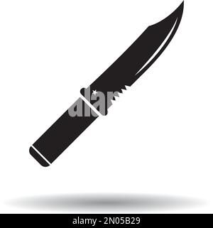 Modello di illustrazione del disegno vettoriale dell'icona di coltello militare Illustrazione Vettoriale