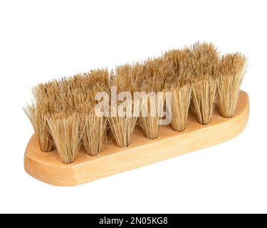 Spazzola per scarpe stivali ceretta pulizia isolato su sfondo bianco Foto Stock