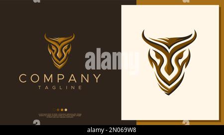 Vettore di disegno del logo della testa animale. Semplice modello di logo per mascotte di animali. Illustrazione Vettoriale