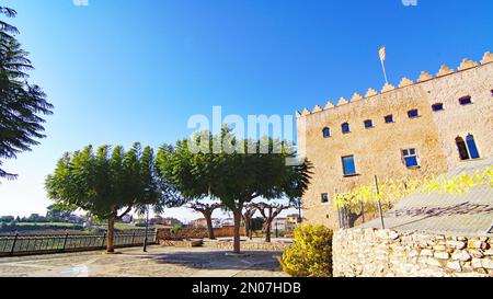 Vista di Rodonyá nel campo Alt, Catalunya, Spagna, Europa Foto Stock