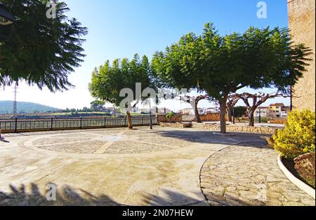 Vista di Rodonyá nel campo Alt, Catalunya, Spagna, Europa Foto Stock