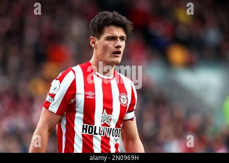 Christian Norgaard di Brentford durante la partita della Premier League al GTECH Community Stadium, Londra. Data immagine: Sabato 4 febbraio 2023. Foto Stock