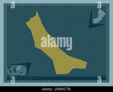 Al Batinah nord, regione di Oman. Forma a tinta unita. Mappe delle posizioni ausiliarie degli angoli Foto Stock