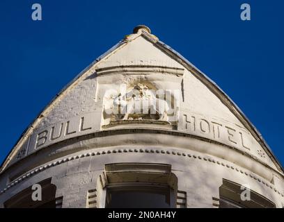Bull Hotel, ora chiuso, edificio storico, Broad Street, Reading, Berkshire, Inghilterra, Regno Unito, GB. Foto Stock