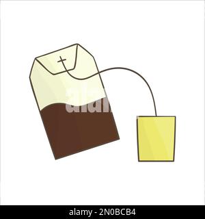 Icona della linea teabag. Illustrazione vettoriale in bianco e nero del sacchetto del tè. Birreria d'arte lineare isolata su sfondo bianco. Attrezzatura da cucina in stile Doodle Illustrazione Vettoriale