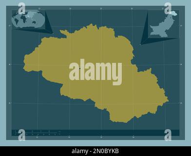 Gilgit-Baltistan, zona amministrata centralmente del Pakistan. Forma a tinta unita. Mappe delle posizioni ausiliarie degli angoli Foto Stock