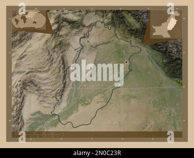 Punjab, provincia del Pakistan. Mappa satellitare a bassa risoluzione. Mappe delle posizioni ausiliarie degli angoli Foto Stock