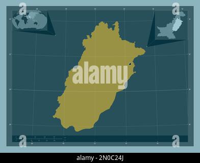 Punjab, provincia del Pakistan. Forma a tinta unita. Mappe delle posizioni ausiliarie degli angoli Foto Stock