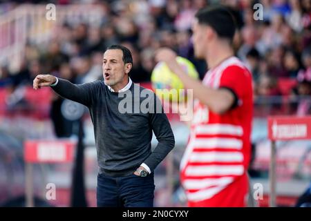 L'allenatore capo del Valencia CF Salvador Gonzalez Voro durante la partita la Liga tra il Girona FC e il Valencia CF si è giocato allo stadio Montilivi il 5 febbraio 2023 a Girona, Spagna. (Foto di Sergio Ruiz / PRESSIN) Foto Stock