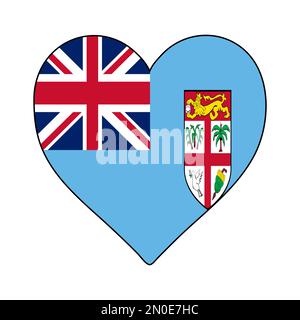 Fiji Heart Shape Flag. Ama le Figi. Visita alle Figi. Disegno grafico dell'illustrazione vettoriale. Illustrazione Vettoriale
