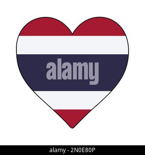 Thailandia Heart Shape Flag. Ama la Thailandia. Visita la Thailandia. Disegno grafico dell'illustrazione vettoriale. Illustrazione Vettoriale