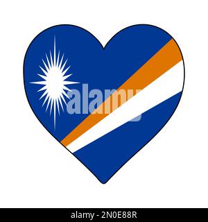 Marshall Islands Heart Shape Flag. Amate le Isole Marshall. Visita alle Isole Marshall. Disegno grafico dell'illustrazione vettoriale. Illustrazione Vettoriale