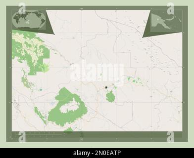 Highlands occidentali, provincia di Papua Nuova Guinea. Aprire la mappa stradale. Mappe delle posizioni ausiliarie degli angoli Foto Stock