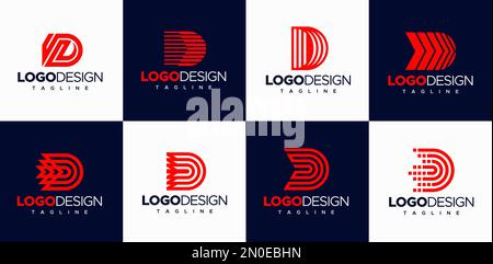 Set di modelli con logo lettera D. Linea D Letter logo Collection. Illustrazione Vettoriale