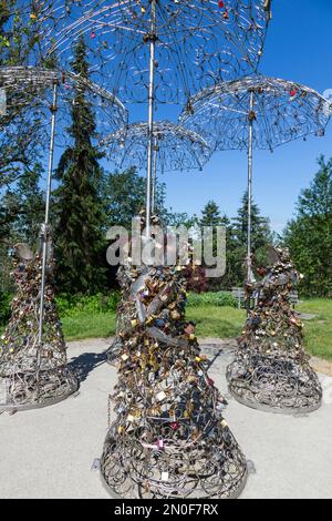 Lovers Lock Sculpture, Vancouver, Canada Foto Stock