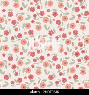 Motivo senza cuciture floreali pastello in piccoli fiori. Illustrazione vettoriale in semplice stile piatto Illustrazione Vettoriale