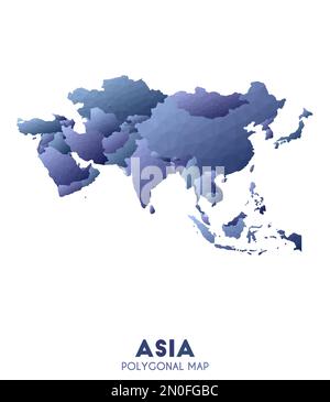 Mappa Asia. attuale mappa del continente di stile polico basso. Illustrazione vettoriale esotica. Illustrazione Vettoriale