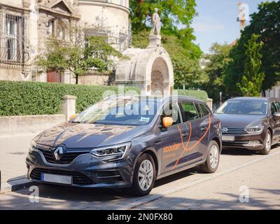 Monaco di Baviera, Germania - 5 agosto 2022 : Car Sharing Scouting, auto scouting a Monaco di Baviera sharing network con una vasta gamma di auto. Dai vagoni della stazione ai veicoli elettrici o alle piccole auto. Foto Stock
