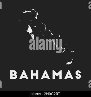 Bahamas icona. Mappa del paese su sfondo scuro. Elegante mappa delle Bahamas con il nome del paese. Illustrazione vettoriale. Illustrazione Vettoriale
