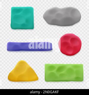 Plastilina. Modelli realistici di forme geometriche diversi colori e forme isolato decente vettore plastilina set Illustrazione Vettoriale