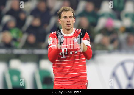 Wolfsburg, Germania. 05th Feb, 2023. Calcio : 05.02.2023, Calcio, Serie 1st, 1st Bundesliga, Stagione 2022/2023, VfL Wolfsburg - FCB FC Bayern Munich Muenchen FCB Leon Goretzka, gesto, Kapitan Credit: dpa/Alamy Live News Foto Stock