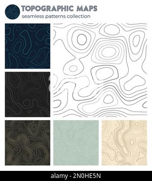 Mappe topografiche. Motivi isolati artistici, design senza cuciture. Accattivante sfondo con possibilità di affiancamento. Illustrazione vettoriale. Illustrazione Vettoriale