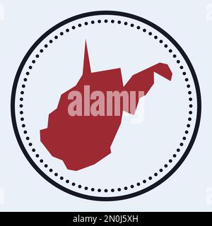 Francobollo rotondo del West Virginia. Logo rotondo con mappa e titolo dello stato degli Stati Uniti. Elegante distintivo minimale del West Virginia con mappa. Illustrazione vettoriale. Illustrazione Vettoriale