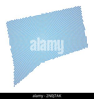 Mappa punteggiata del Connecticut. Forma in stile digitale del Connecticut. Icona tecnica dello stato degli Stati Uniti con punti graduati. Bella illustrazione vettoriale. Illustrazione Vettoriale