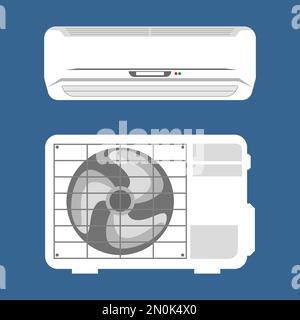 Impianto di climatizzazione. unità esterna e interna e telecomando Illustrazione Vettoriale