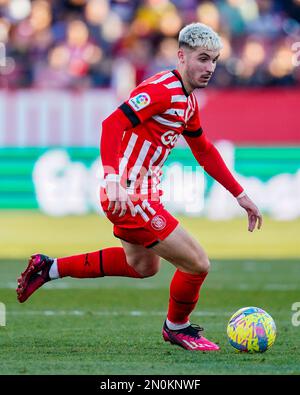 Valery Fernandez del Girona FC durante la partita la Liga tra Girona FC e Valencia CF giocata allo stadio Montilivi il 5 febbraio 2023 a Girona, Spagna. (Foto di Sergio Ruiz / PRESSIN) Foto Stock