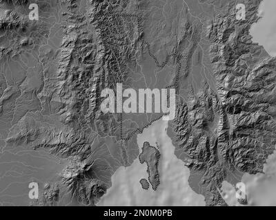 Davao del Norte, provincia delle Filippine. Mappa altimetrica bilivello con laghi e fiumi Foto Stock